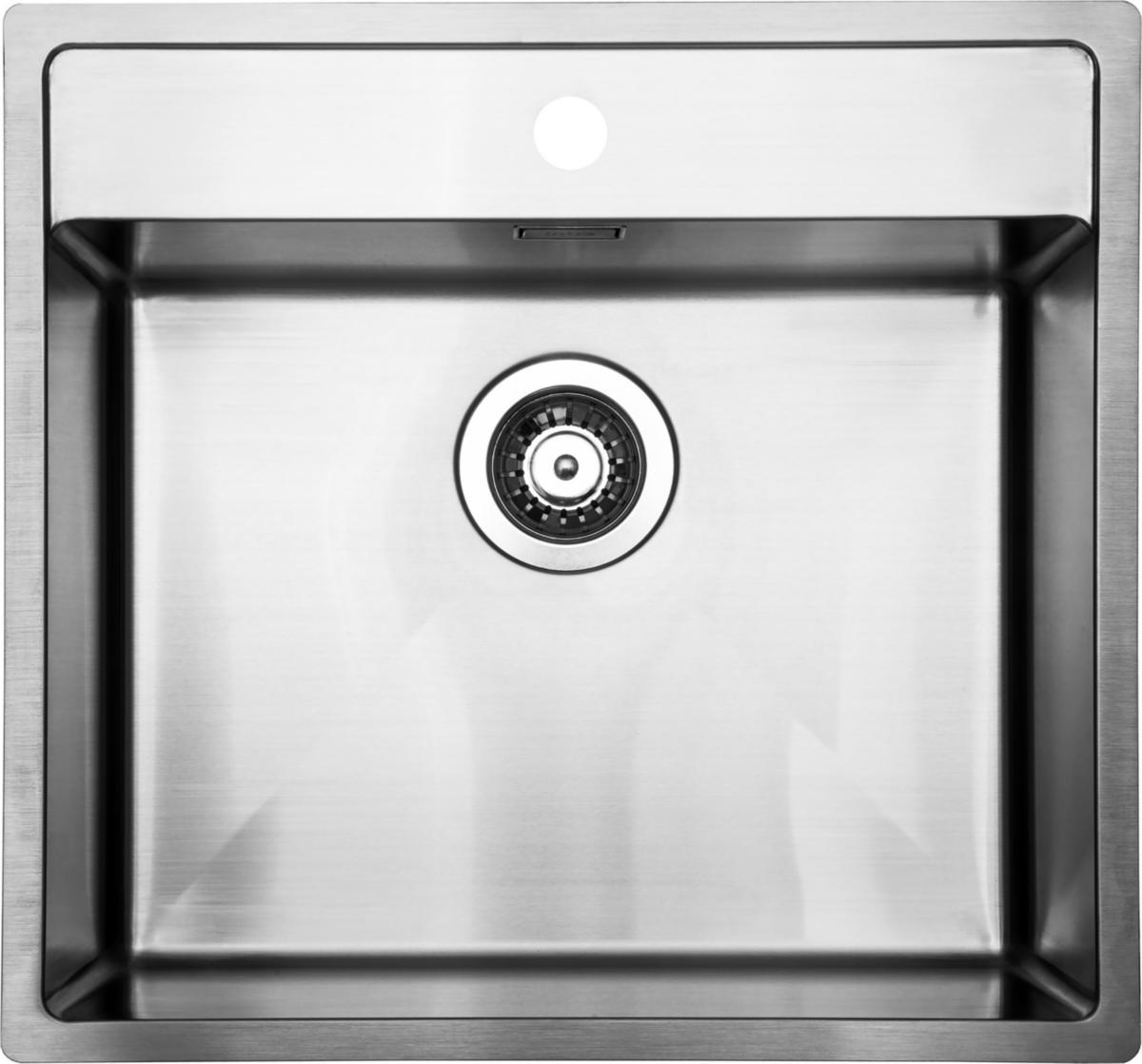 Stålvask 530x500 mm - Stålvask 530x500 mm børstet firkantet med bagplade