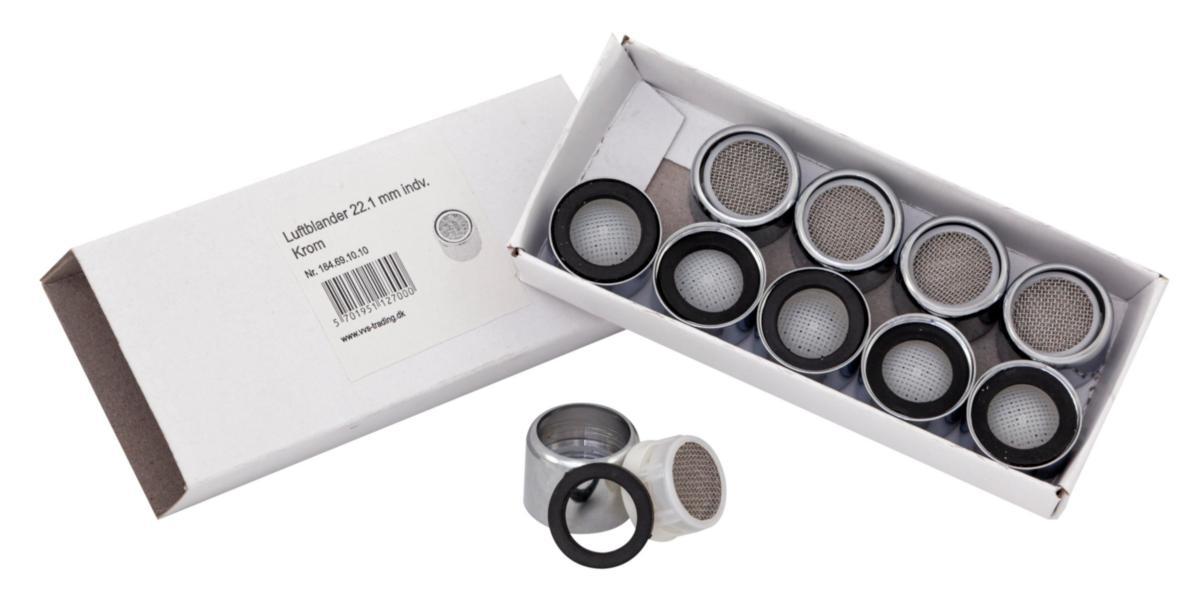 Luftblander 22.1 mm indv. 10 stk æske, krom - Luftblander 22.1 mm indv. t. armatur 10 stk æske, krom