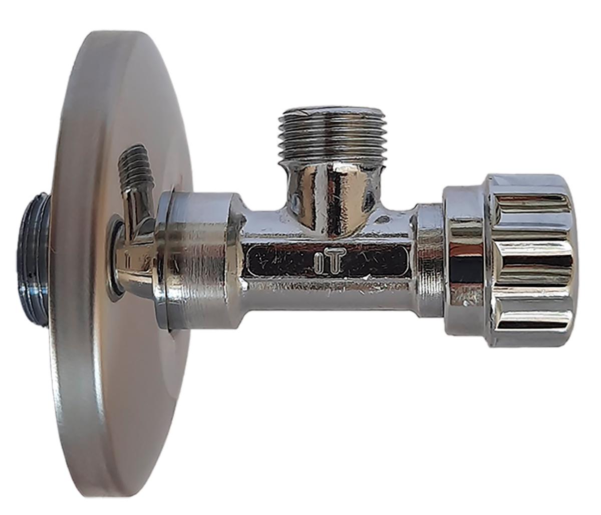 Vinkelventil 1/2" x 3/8" - Vinkelventil 1/2 x3/8 inkl. roset Ø70 mm, krom