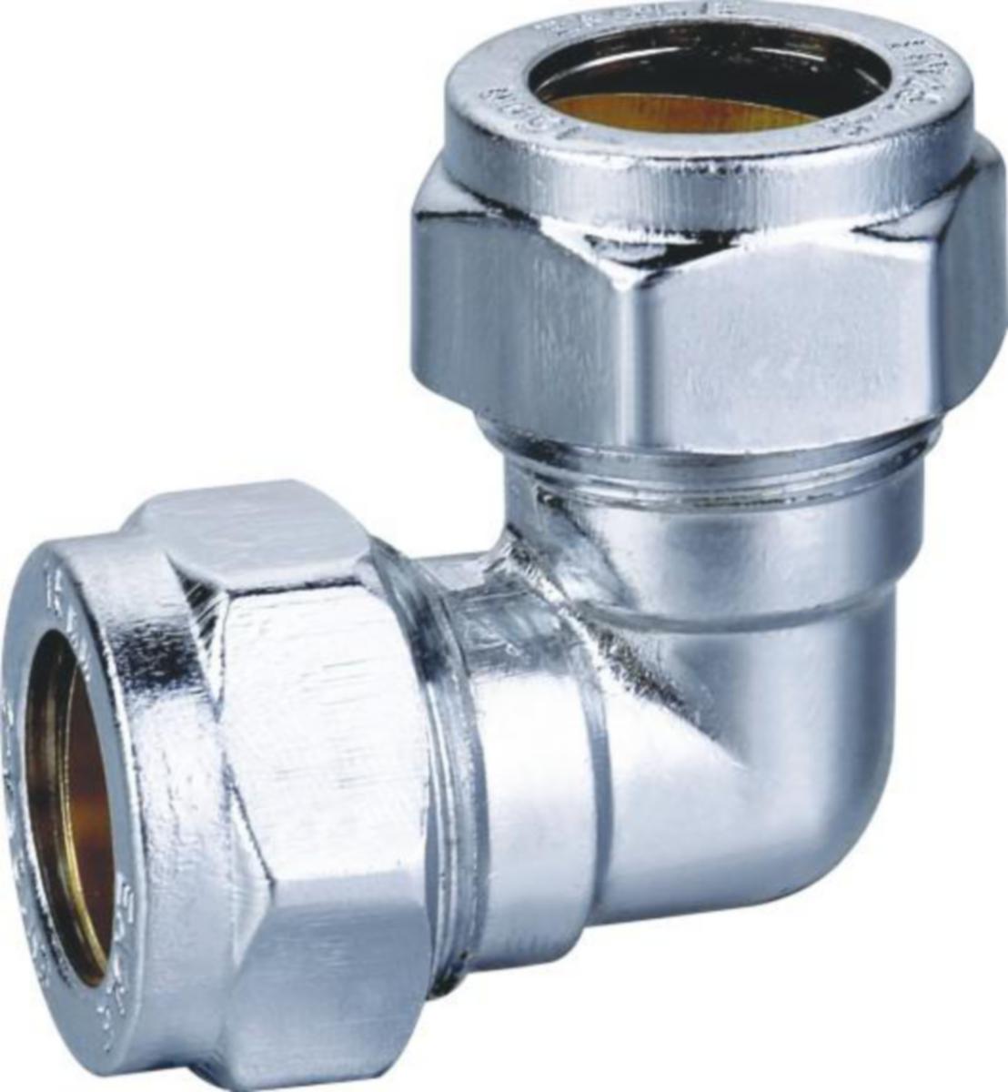 Klemring fittings, krom vinkel - Klemring albue 10 mm forkrommet
