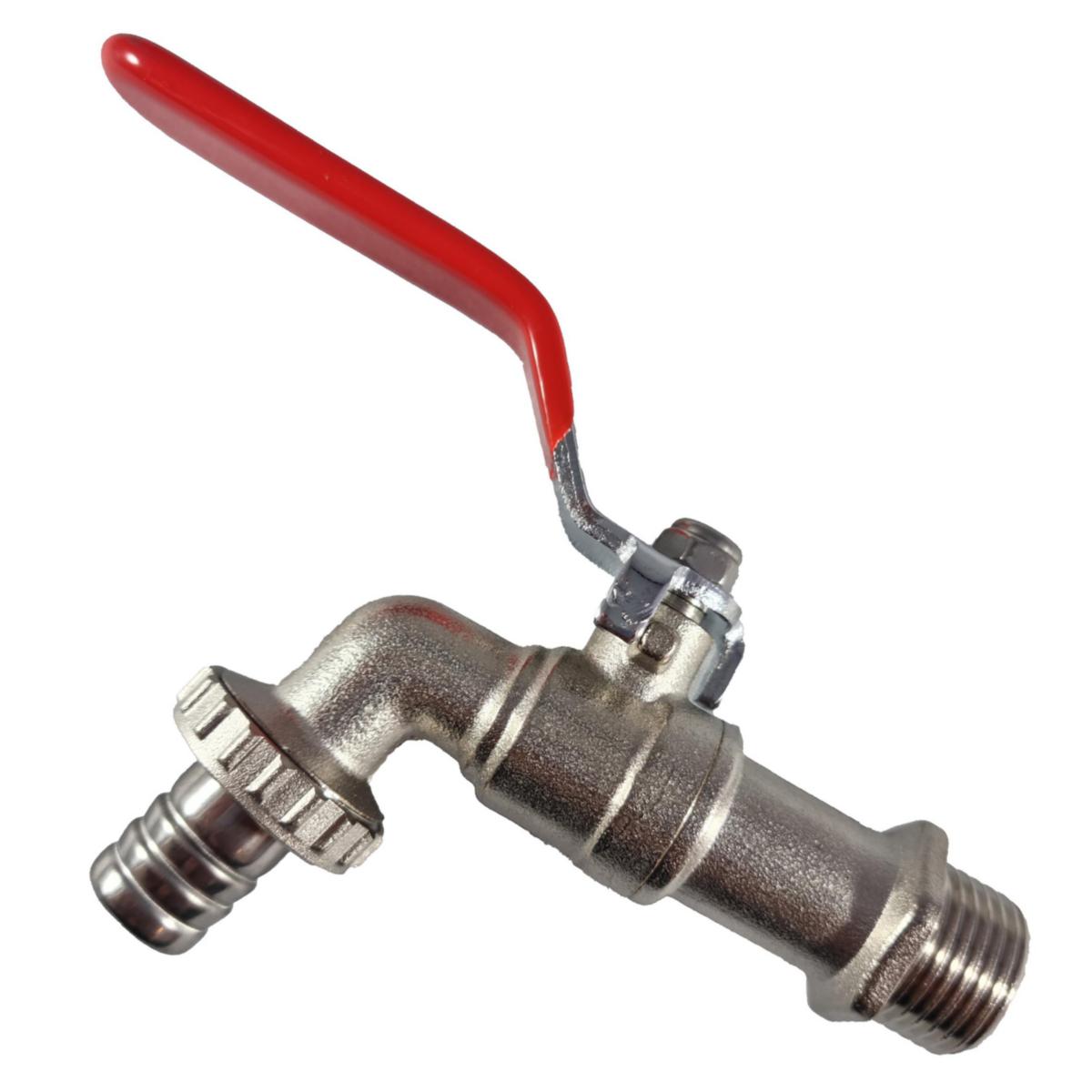 Kugle aftaphane med L-greb - Kugleaftaphane L-greb 3/4" med slangeforskruning