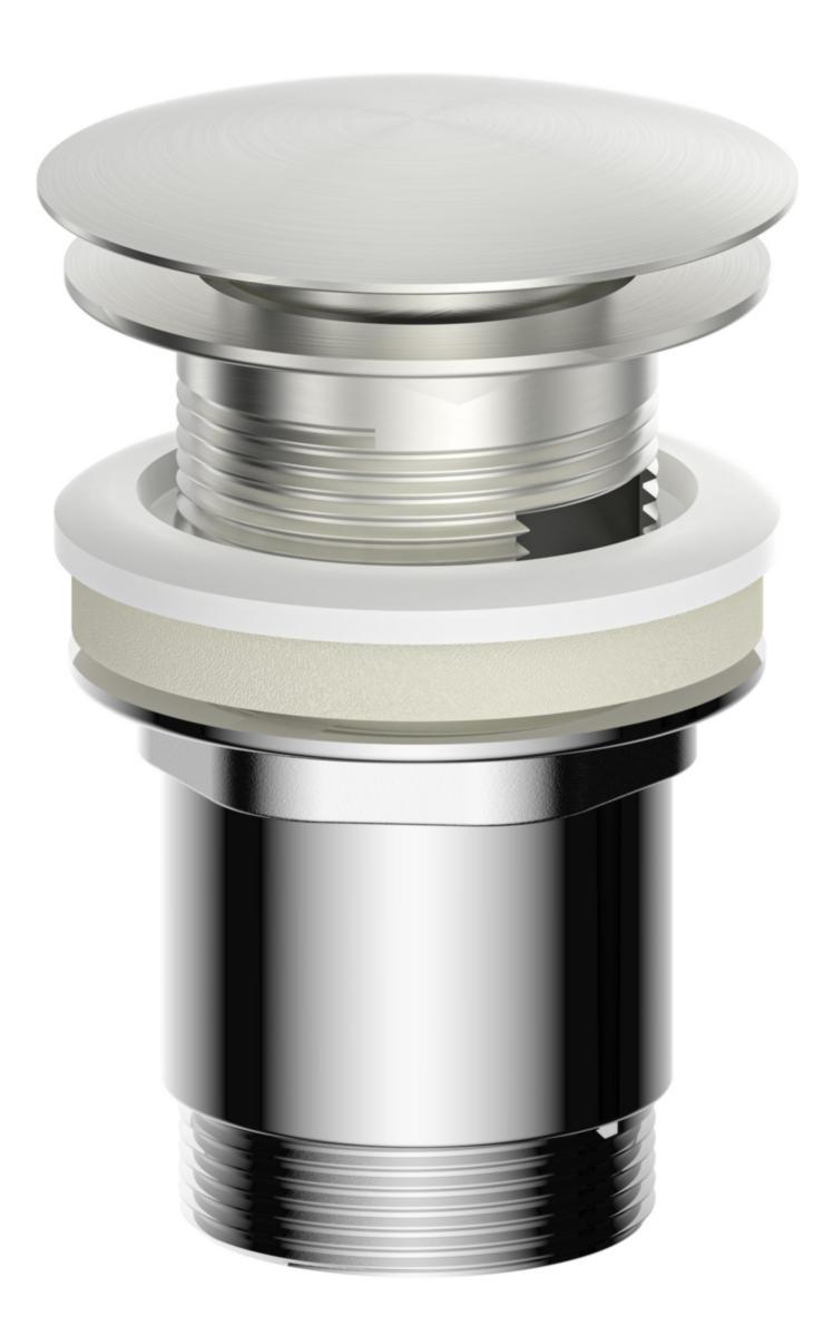 Push pop up 1 1/4" bundventil Ø66 - Bundventil 1 1/4" stål Med udv. pop-up prop. Overløb