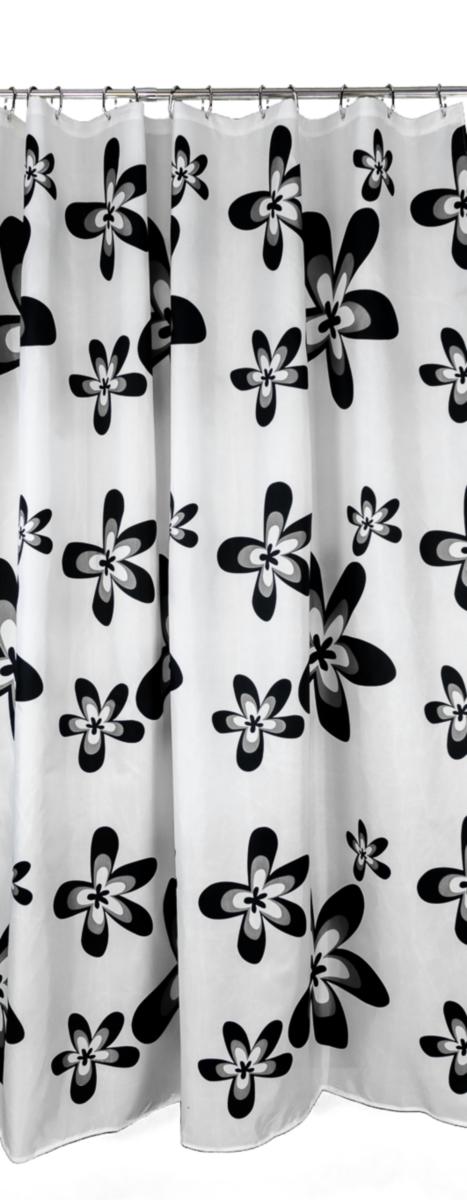 GEYSER® Black Flower badeforhæng - GEYSER Black Flower badeforhæn 180x200 cm polyester