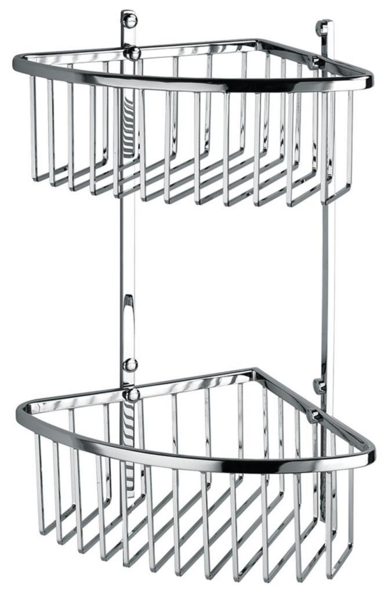 ADORA® Trådkurv dobbelt hjørne - ADORA trådkurv dob.hjørne 205x205x390mm rustfri st./krom