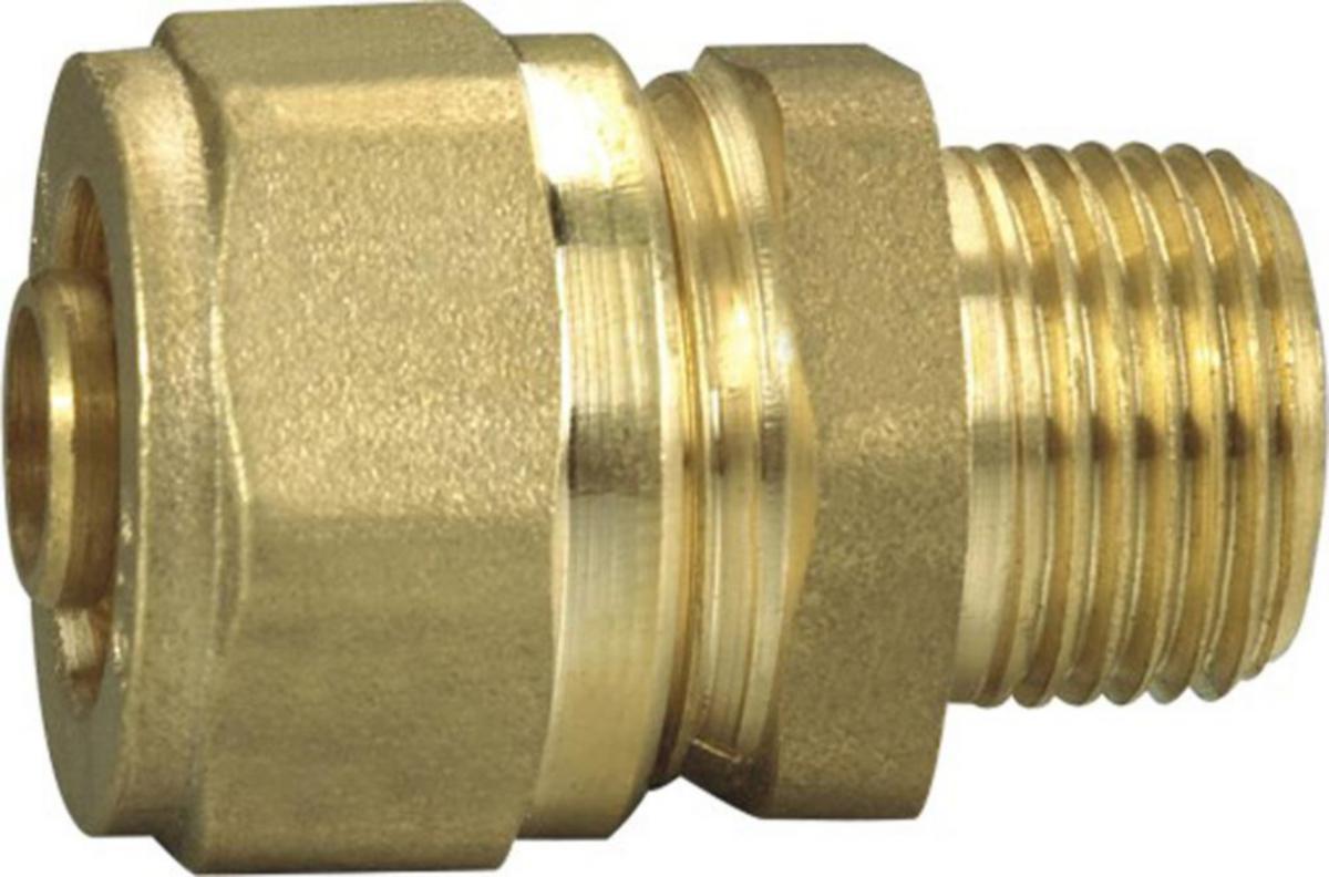 Kompressionsfittings til PEX gulvvarme nippel - Nippel til PEX 1/2"x20 mm messing
