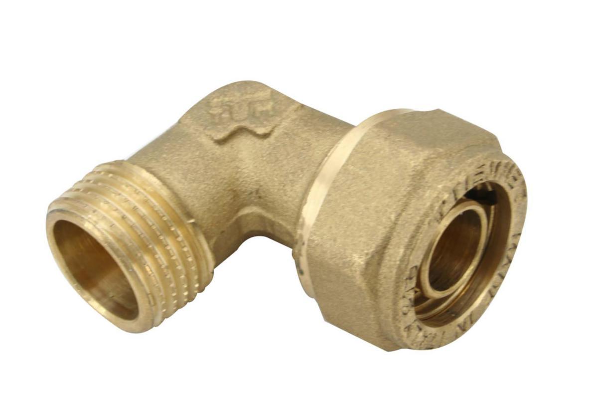 Kompressionsfittings til PEX vinkel nippel - Vinkel til PEX 1/2" udv. x 15 mm messing