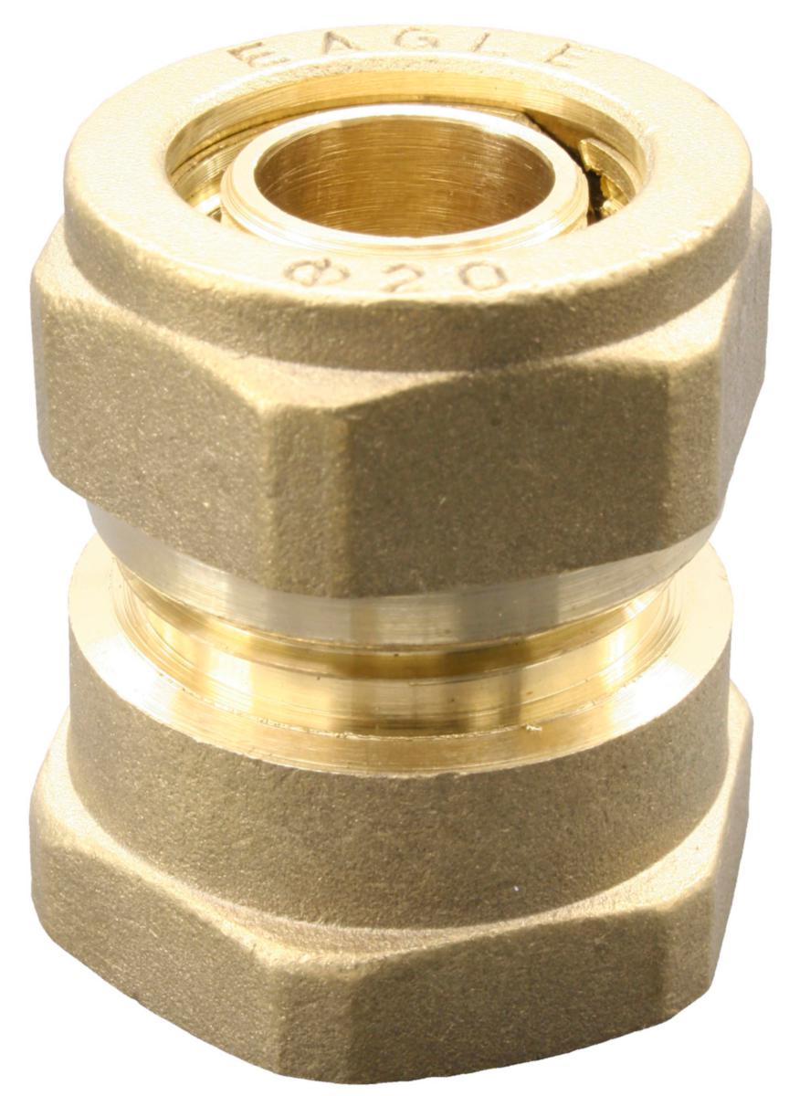 Kompressionsfittings til PEX gulvvarme muffe - Muffe til PEX 1/2 x 16 mm messing