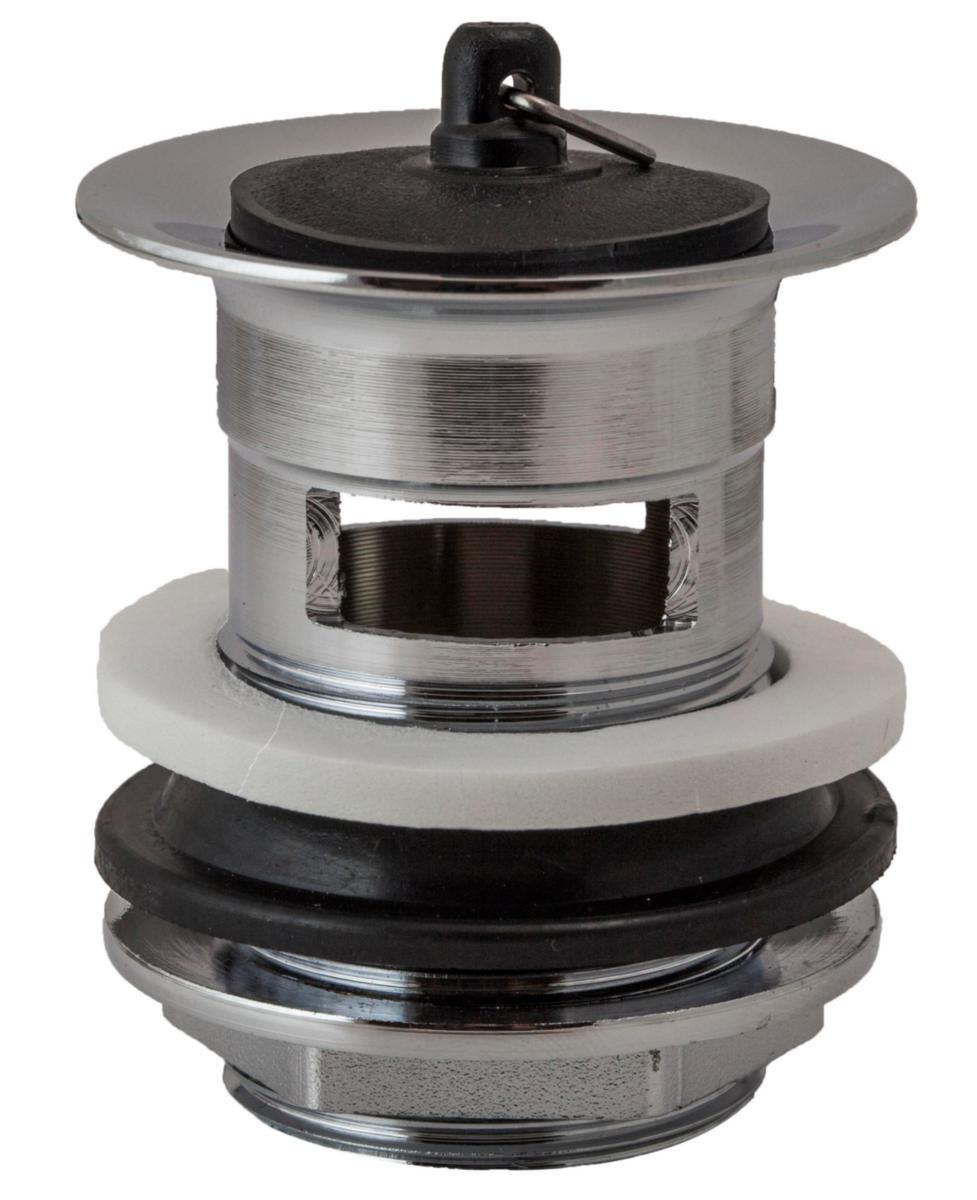 Bundventil til håndvask - Bundventil 1 1/4" 70mm krom Med gummiprop. Overløb