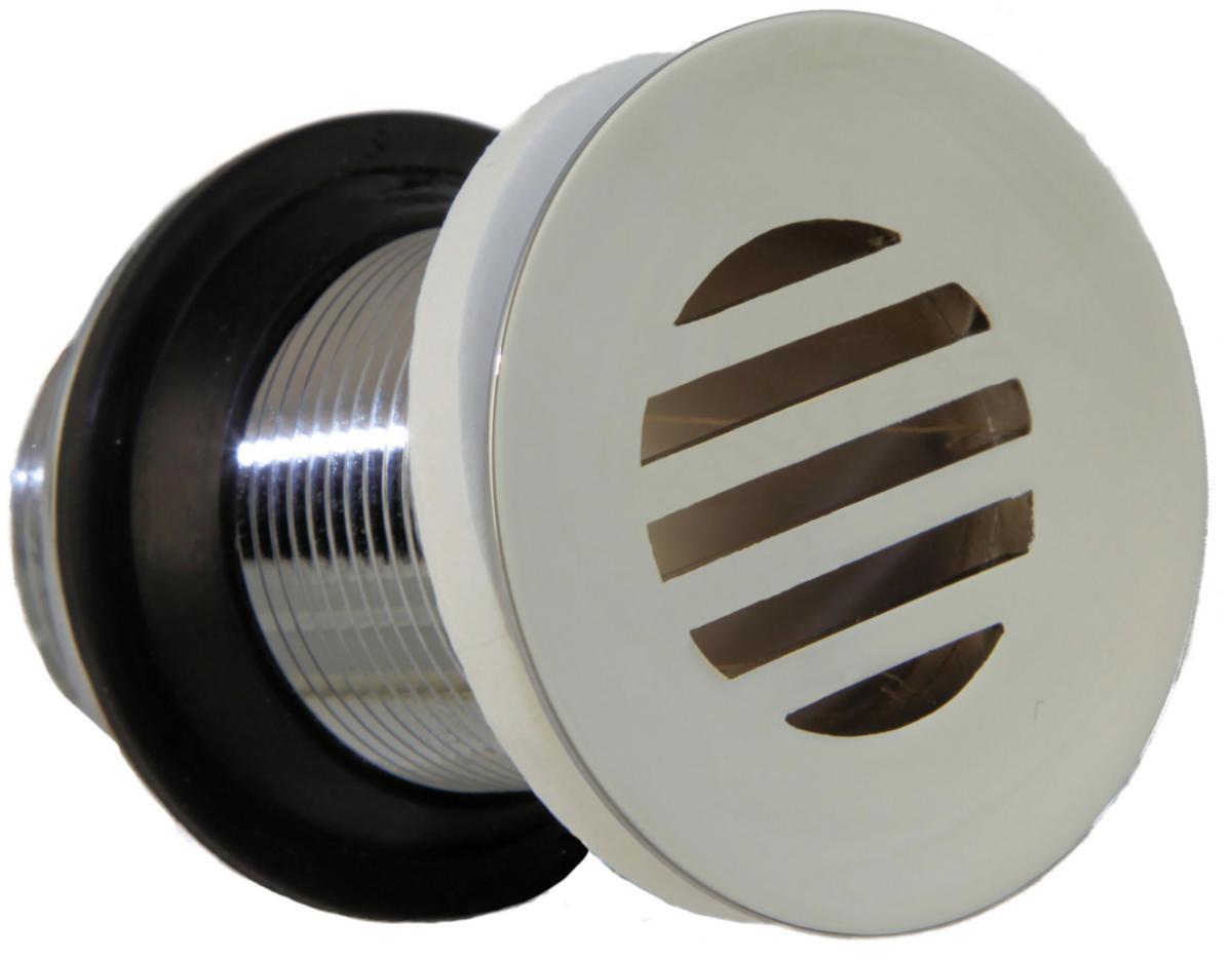 Bundventil 1 1/4" med rist, 8 cm - Bundventil 1 1/4" 80mm krom Med indvendig rist