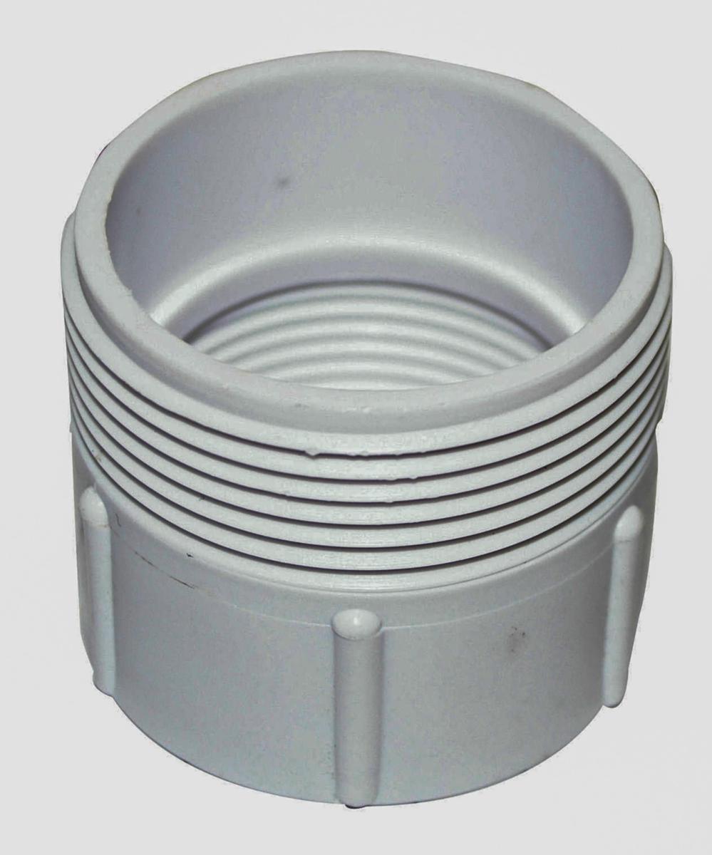 Overgang 1 1/4" inv. x 1 1/2" udv. hvid - Overgang 1 1/4" indv. x 1 1/2" udv. plast hvid