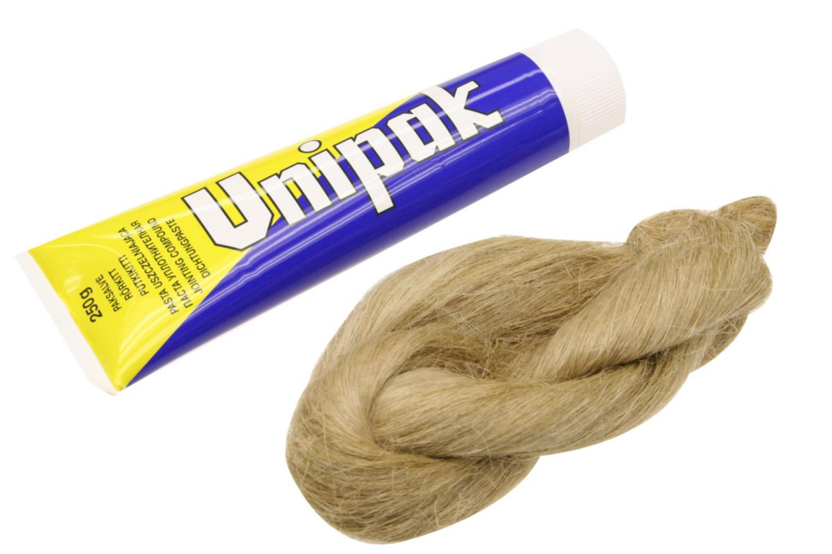 Unipak Maxi 250 gram tube og 50 gram hørgarn - Unipak Maxi 250 gr tube + 50 gr pakgarn rulle