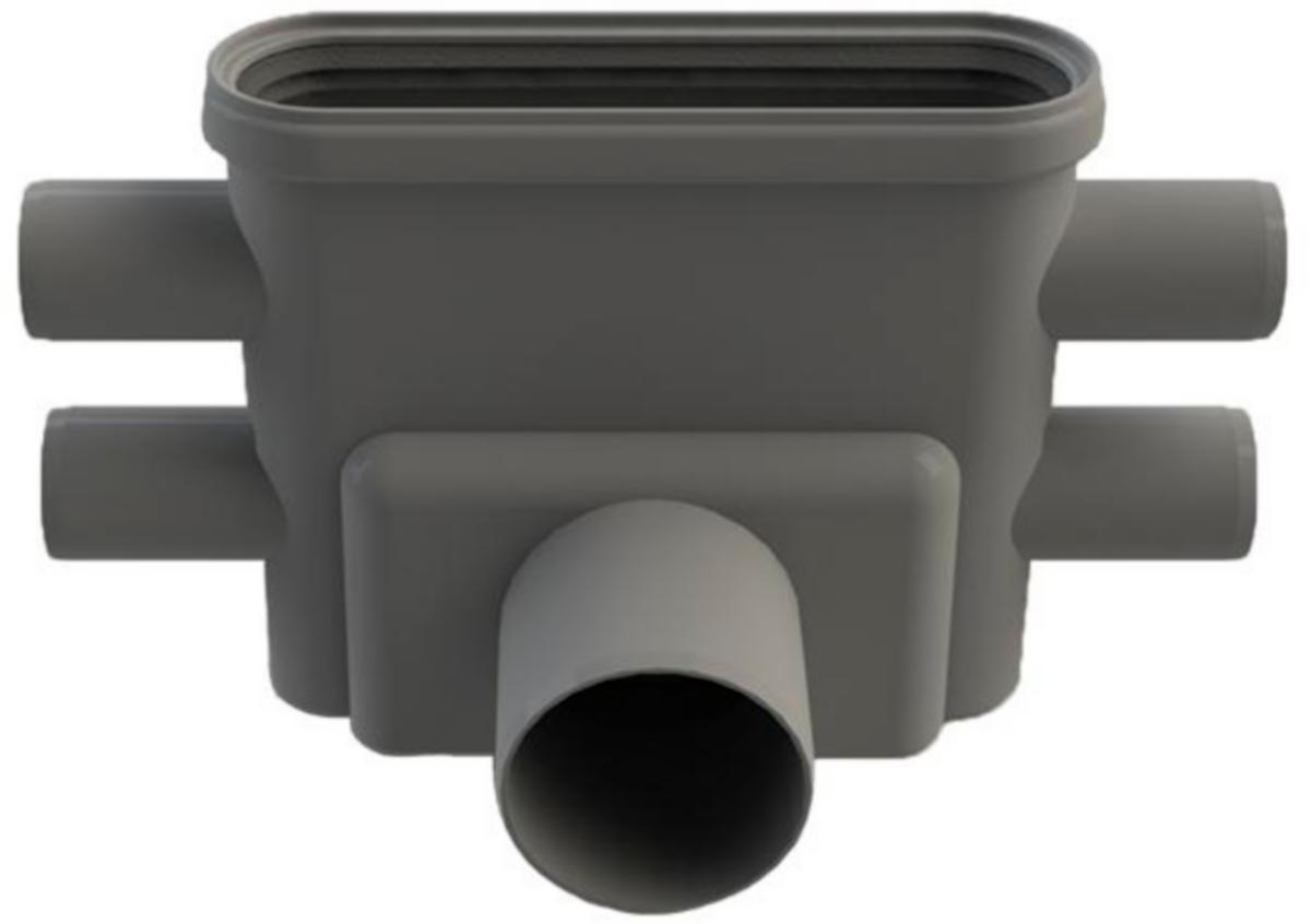 Unidrain udløbshus Linje Ø75 mm, vandret - Unidrain udløbshus linje Ø75mm vandret Ø40 sideindl.m/vandlås