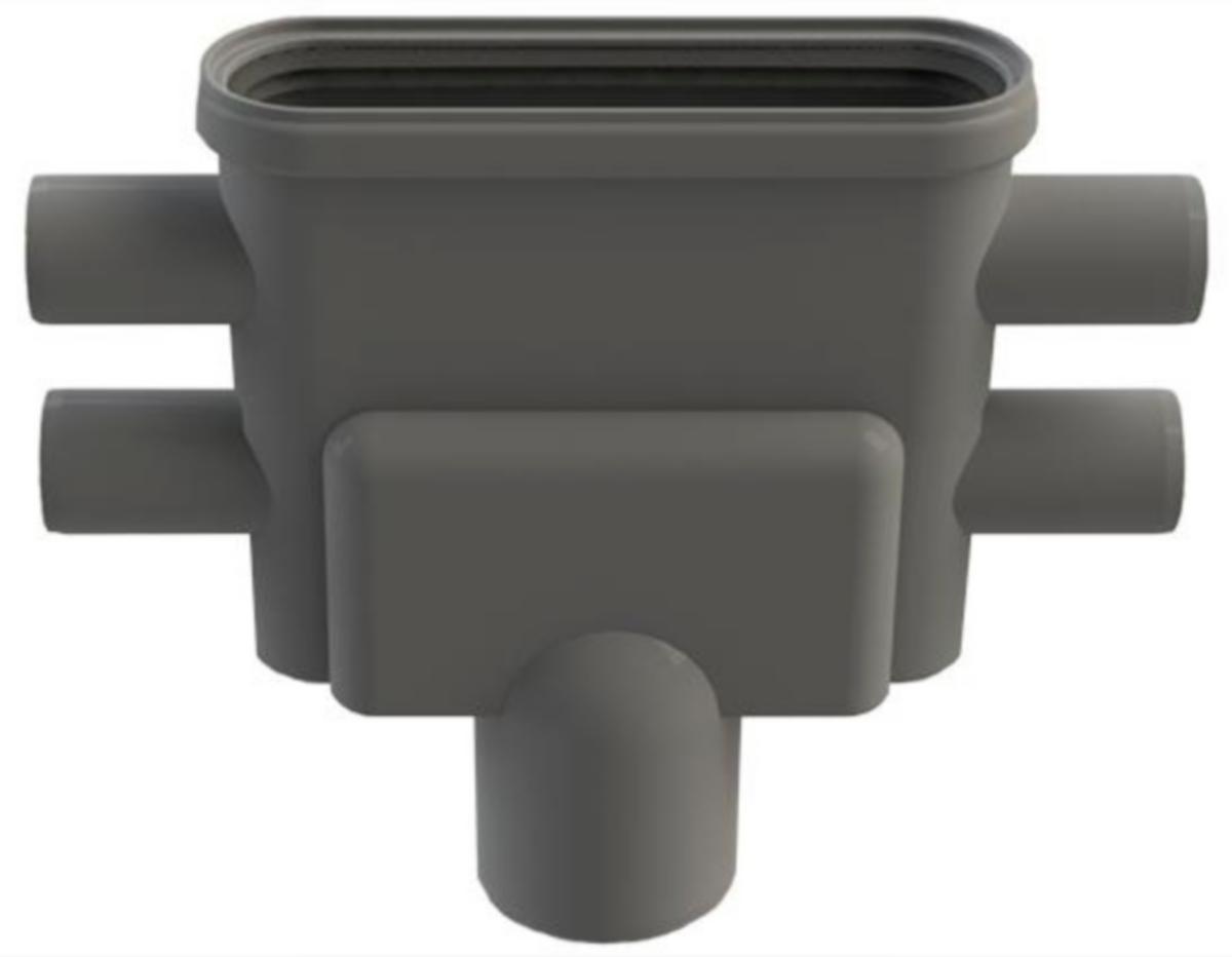 Unidrain udløbshus Linje Ø75 mm, lodret - Unidrain udløbshus linje Ø75mm lodret Ø40 sideindl.m/vandlås